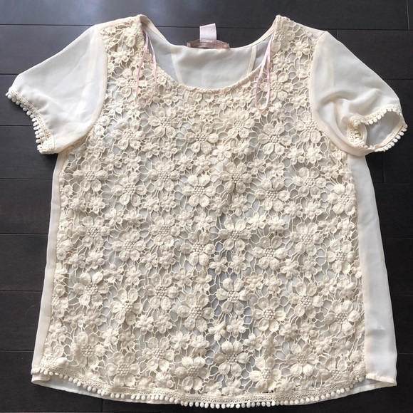 F21 Lace Tee with Open Back - Picture 1 of 7
